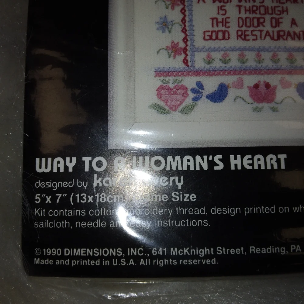 STAMPED CROSS STITCH KIT Dimensions, Way to a Woman's Heart, 5